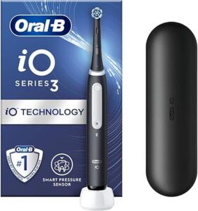 Oral-B Pro 3 electric toothbrush with visible gum pressure control feature.