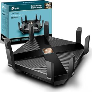 Sleek TP-Link Archer AX6000 router with Wi-Fi 6 capabilities.