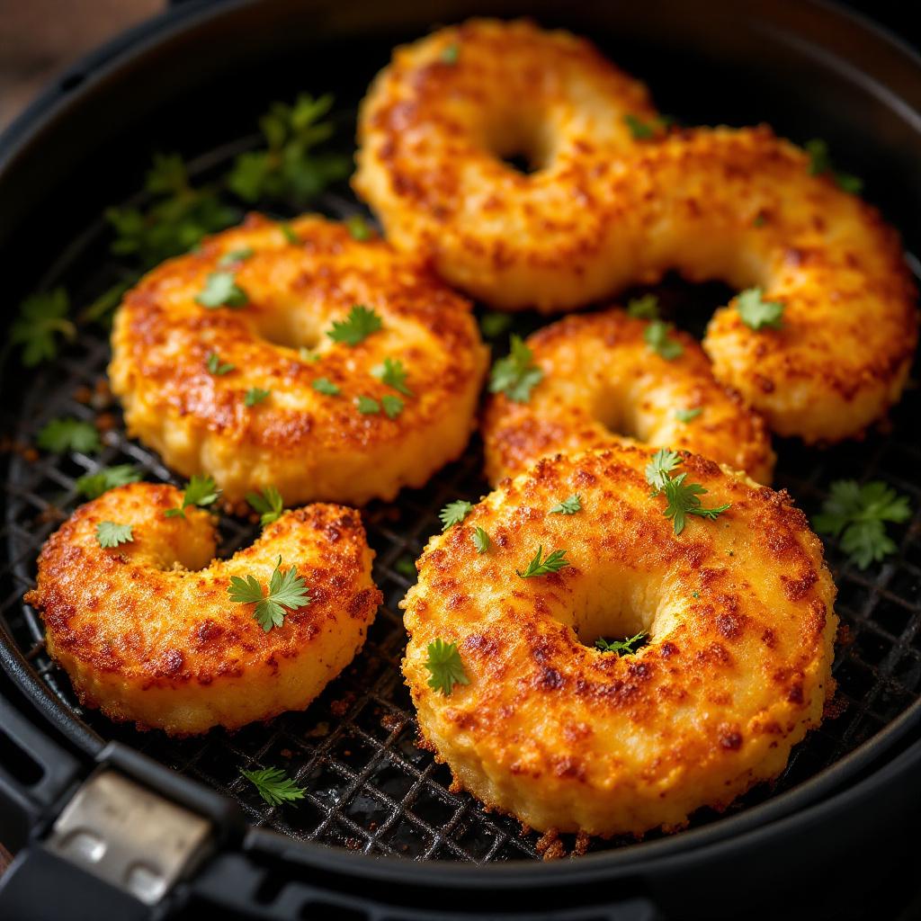 Crispy golden rings with a sprinkle of herbs.